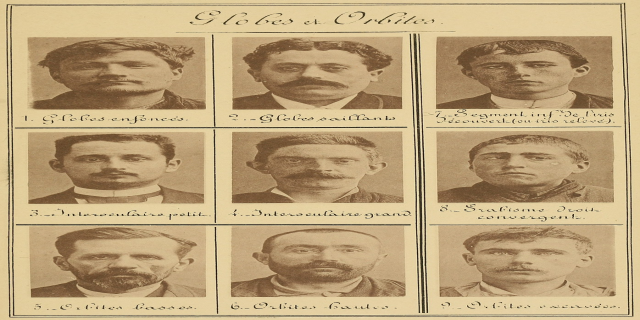 Schwarzes und weißes Foto einer Gruppe von bärtigen Männern mit verschiedenen Gesichtsausdrücken, begleitet von Text.