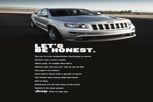 Ein Auto mit Text darunter, möglicherweise ein Zitat, in einem bearbeiteten Bild.