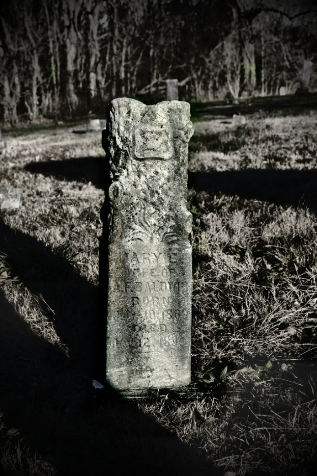 Eine Gedenkstruktur steht auf einer grasigen Fläche mit vielen Bäumen im Hintergrund.