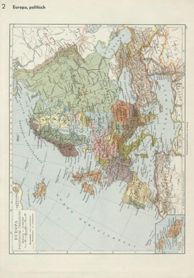 Eine Karte von Europa aus dem 19. Jahrhundert, die politische Grenzen zeigt, auf altem Papier gedruckt mit Text oben und unten.