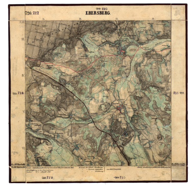 Ein detailliertes topografisches Kartenbild von Ebersberg, Deutschland, mit Text, der einen Überblick über das Gebiet gibt.