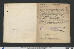 Offenes Buch mit handgeschriebener Schrift auf altem Papier, das Wasserzeichen aufweist, wahrscheinlich ein Dokument der Bundesrepublik Deutschland.