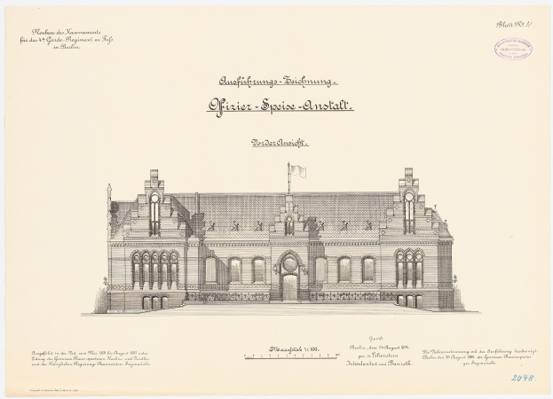 Zeichnung des Reichstagsgebäudes, der Hauptsaal des Deutschen Parlaments in Berlin, mit seiner Flagge oben und begleitendem Text.
