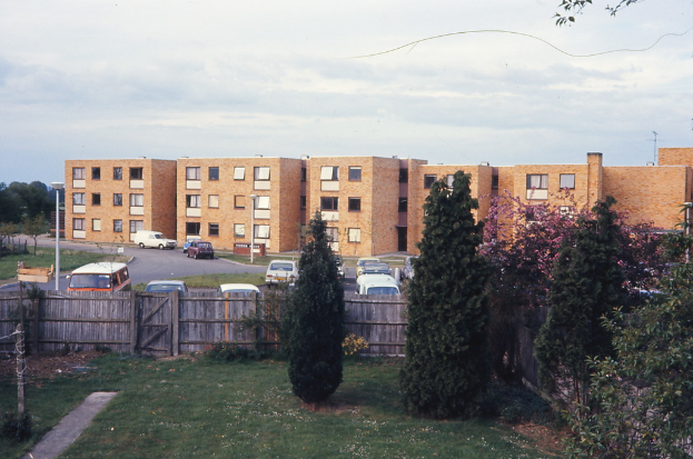 Eine Szene mit Gebäuden, Bäumen, Pflanzen, Autos und verschiedenen anderen Gegenständen.