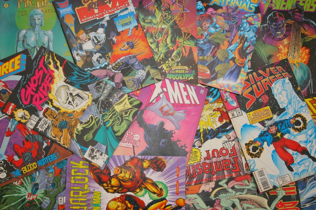 Eine Sammlung von Comic-Heften.