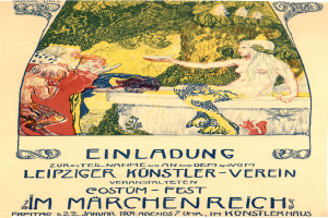 Ein Plakat, das ein Festival in München ankündigt, mit einem Bild einer Frau mit menschlichem Gesicht, umgeben von anderen Menschen und Bäumen, mit Text.