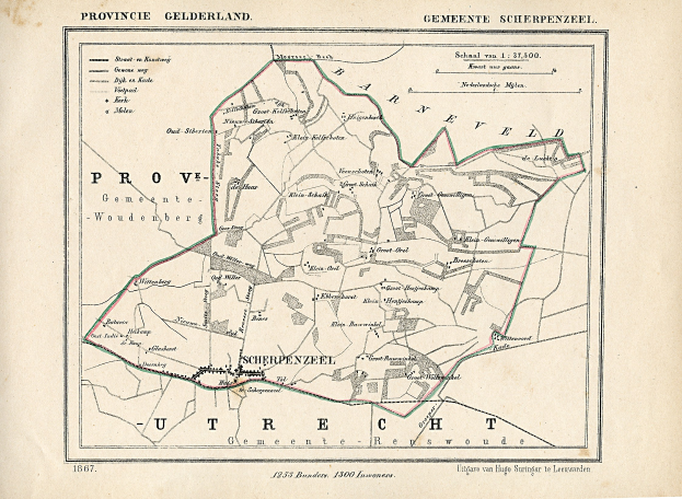 Alte detaillierte Karte von Provence, Frankreich, mit Straßen, Gebäuden und Sehenswürdigkeiten.
