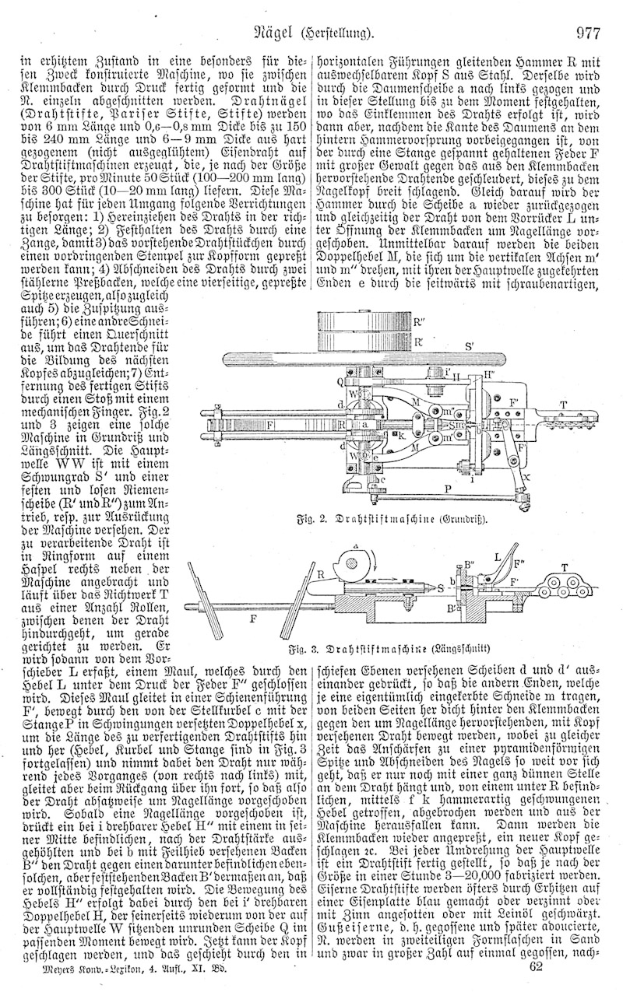 Eine Seite aus einem Buch mit einer Zeichnung einer Maschine, dem Text "Deutsches Patent 977,977" und mehreren Bildern der Maschine.